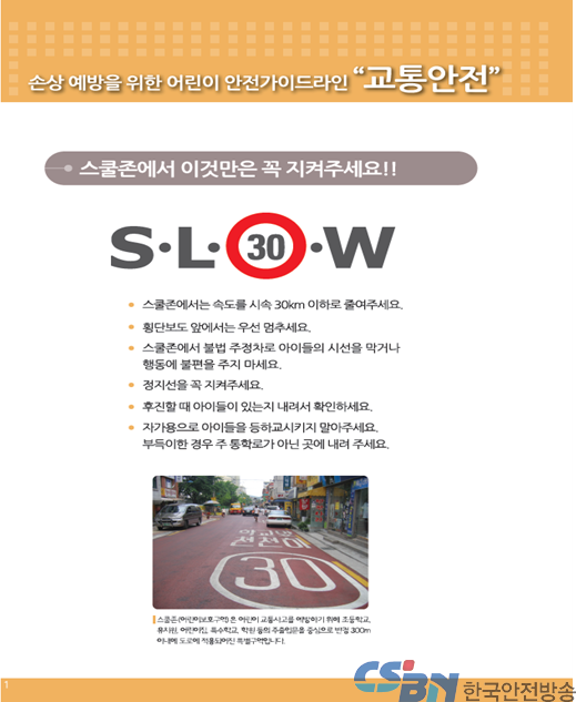 손상 예방을 위한 어린이 안전가이드라인(교통안전)。